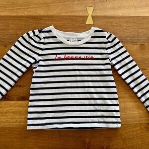 Janie And Jack French Style Striped Long Sleeve Cotton Shirt ‘La Bonne Vie’  3